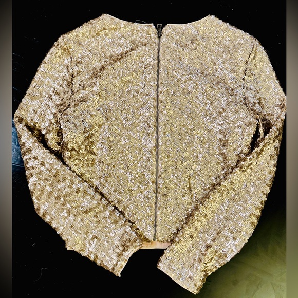 Alice + Olivia Gold Sequin Top Size 2 - Picture 4 of 4